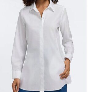 Foxcroft Cici No Iron Pinpoint Long Sleeve Tunic with pockets. Size 14. NWOT
